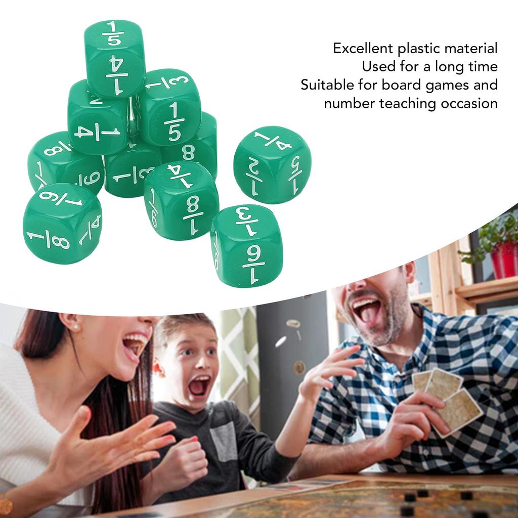 20Pcs Fraction Dice Class Set Plastic 6 Sided Multi Faceted Table Game Accessories for Kids Math Practice