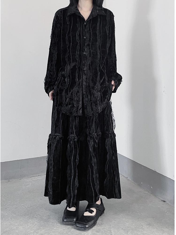 XITAO Lace Patchwork Loose Fold Women Skirt ZYY1031