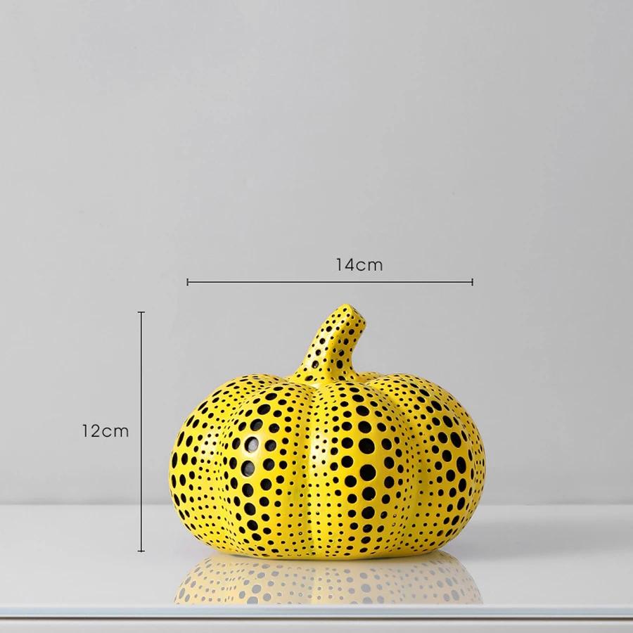 Yellow Dots Animal Owl Pumpkin Bird Statues Ornament Home Room Sculpture Cute Fall Harvest Desktop Decoration Figurine