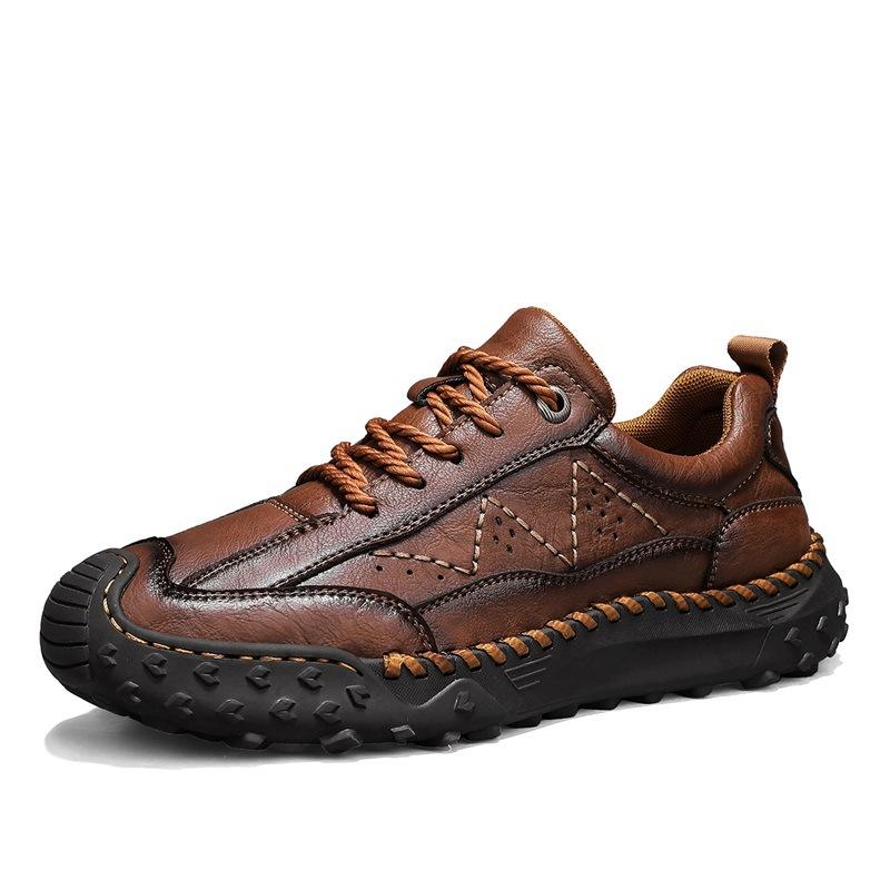 New Product Handmade Soft-soled Men's Shoes Winter Casual Shoes Men's Leather Shoes Flat-soled Large Size