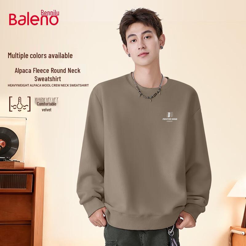 Baleno Men's Winter Fleece Lined Letter Graphic Round Neck Sweatshirt