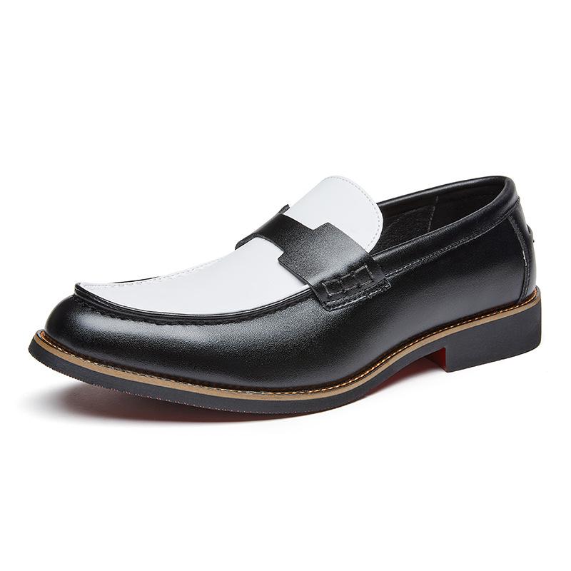 Men's Large Size Leather Slip-On Shoes - Pointed Toe, Thick Sole, Formal & Casual Driving Loafers Size 46