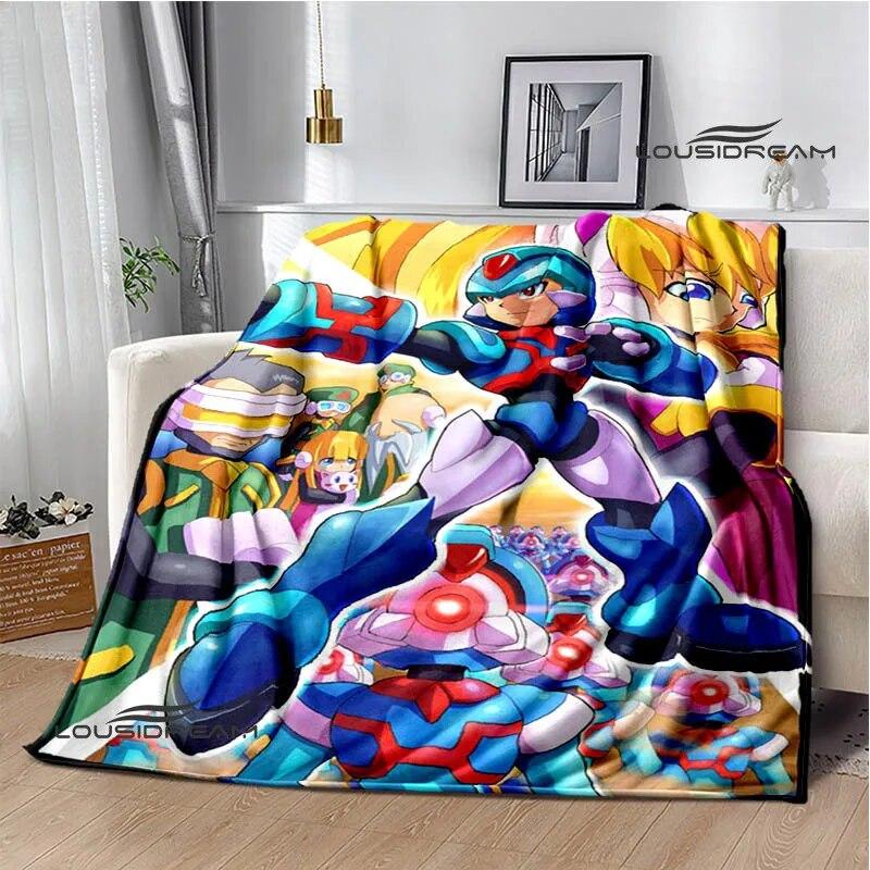Rockman Game Cartoon Printed Blankets Warm Blanket Soft and Comfortable Home Travel Bed Blanket Picnic Blanket Birthday Gift