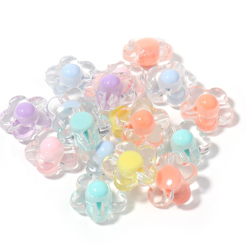 50pcs/lot Colored Acrylic Round Beads Loose Spacer Star Flower Pumpkin Bead For Girls DIY Charm Jewelry Making Bracelet Necklace