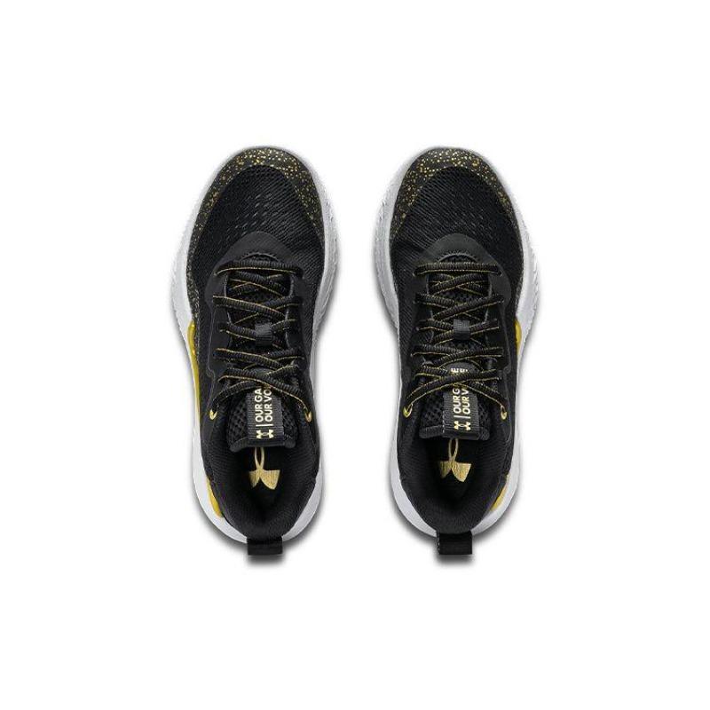 Under Armour Flow Breakthru 2 Round Toe Lace Up Slip Resistant Wear Resistant Breathable Mid Top Performance Basketball Shoes Women Black 3024594-002