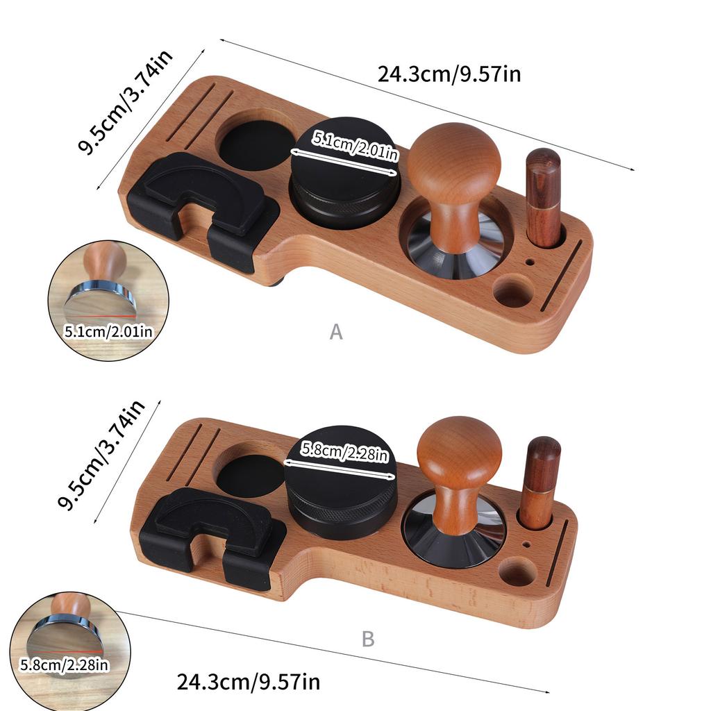 Complete Barista Espresso Tamping Stand Set with Coffee Tamper and Stirrer for Kitchen Counters and Cafes
