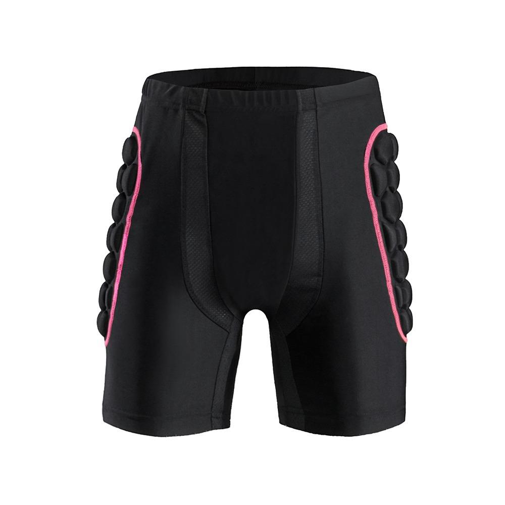 Spandex Fabric Padded Protective Shorts Honeycomb Padding Outdoor Padded Protective Shorts  Skating Pink trim S