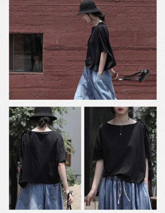 TRTRO Wide-Leg Denim Gaucho Pants Women One Size Blue