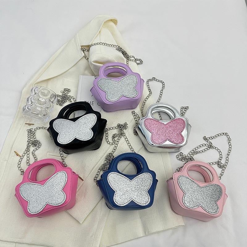 Fashionable Kids Butterfly Shaped Sequined Handbag Breathable And Cute Design