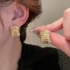 2026 Retro Folded Women's Stud Earrings Gold Color C-shaped Silver Color Metal Geometry Statement Small Earrings Fashion Jewelry