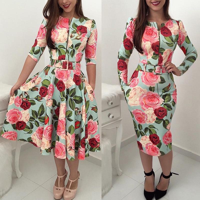 ladies midi skater dress