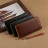 Men's PU Leather Long Wallet With Zipper Coin Purse Pocket Money Clip Clutch Vintage Large Capacity Male Short Money Purse Card Holder