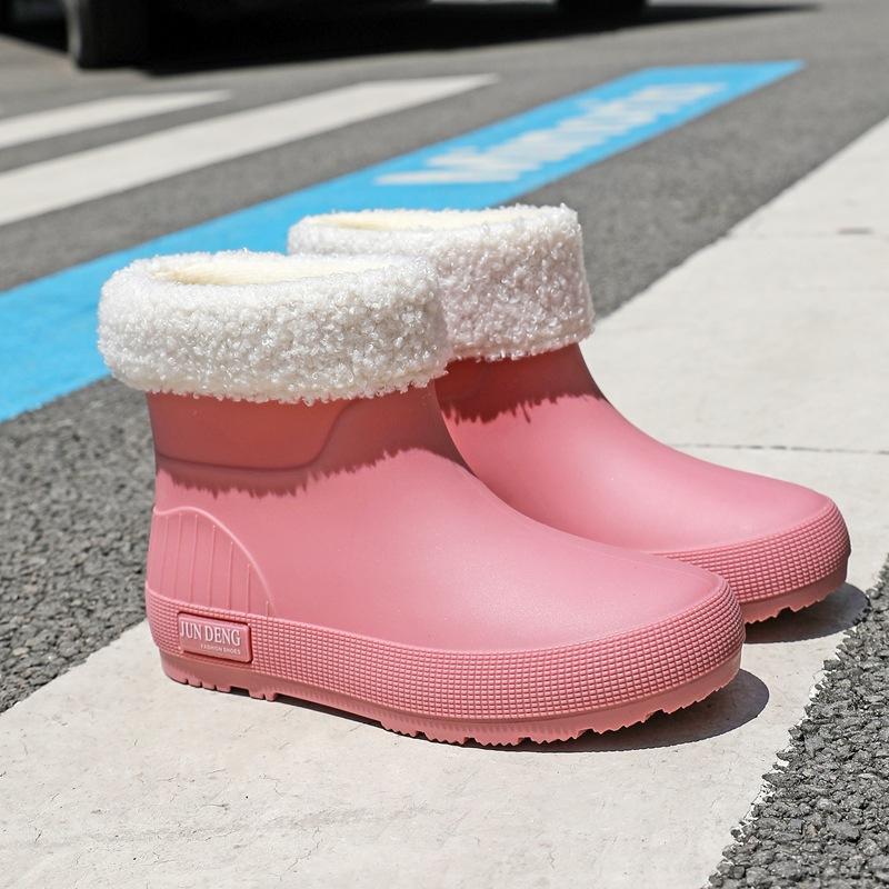 British short women's rain boots fashionable outdoor rain shoes wading shoes thickened waterproof shoes non-slip flat women's water shoes rubber shoes