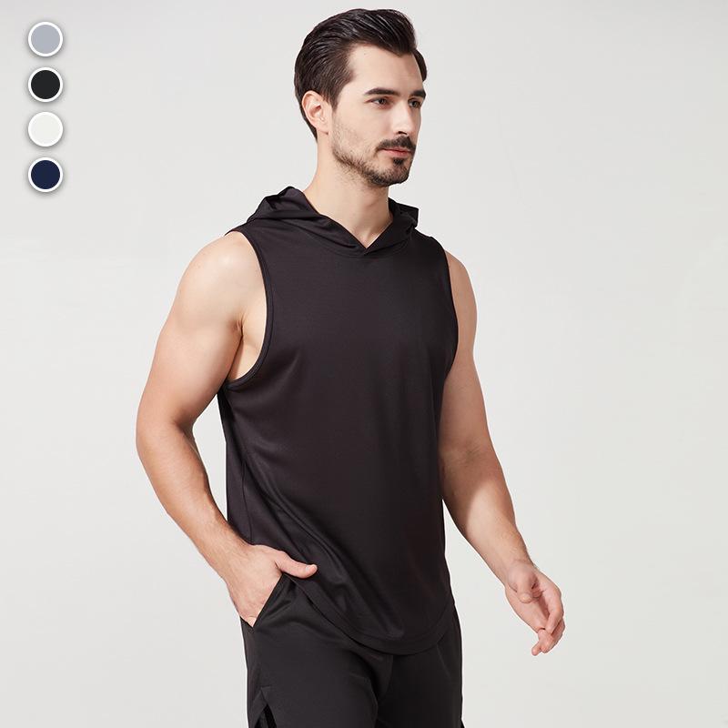 Men's Summer Quick-Dry Hooded Sports Vest - Casual, Breathable, European & American Style for Outdoor Running & Fitness