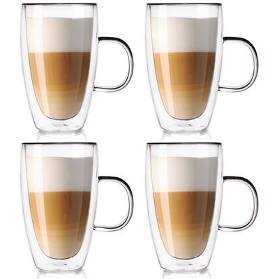 Doppelwandiges Thermoglas für Latte Macchiato Kaffee Doppel 430 ml 4 Stück.