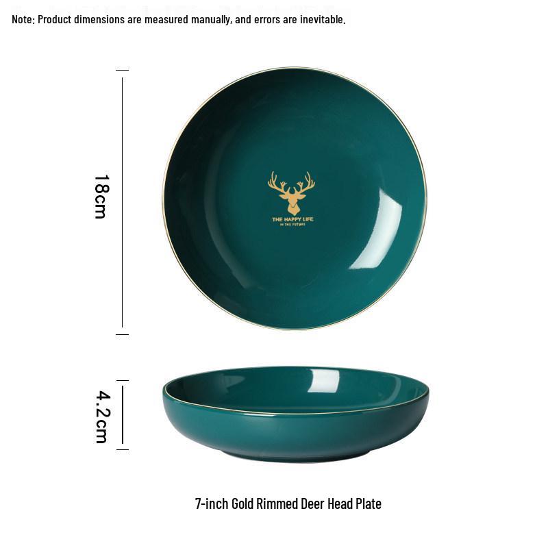 Nordic Style Ceramic Dinner Plates with Gold Rim - Bone China Tableware Set