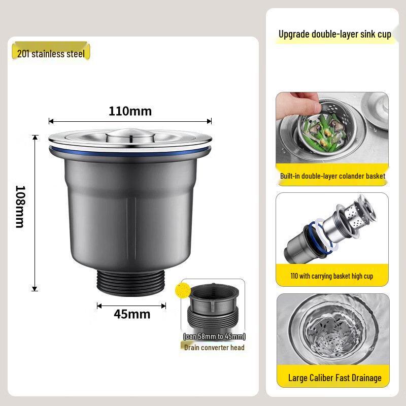 Stainless Steel Kitchen Sink Strainer Set
