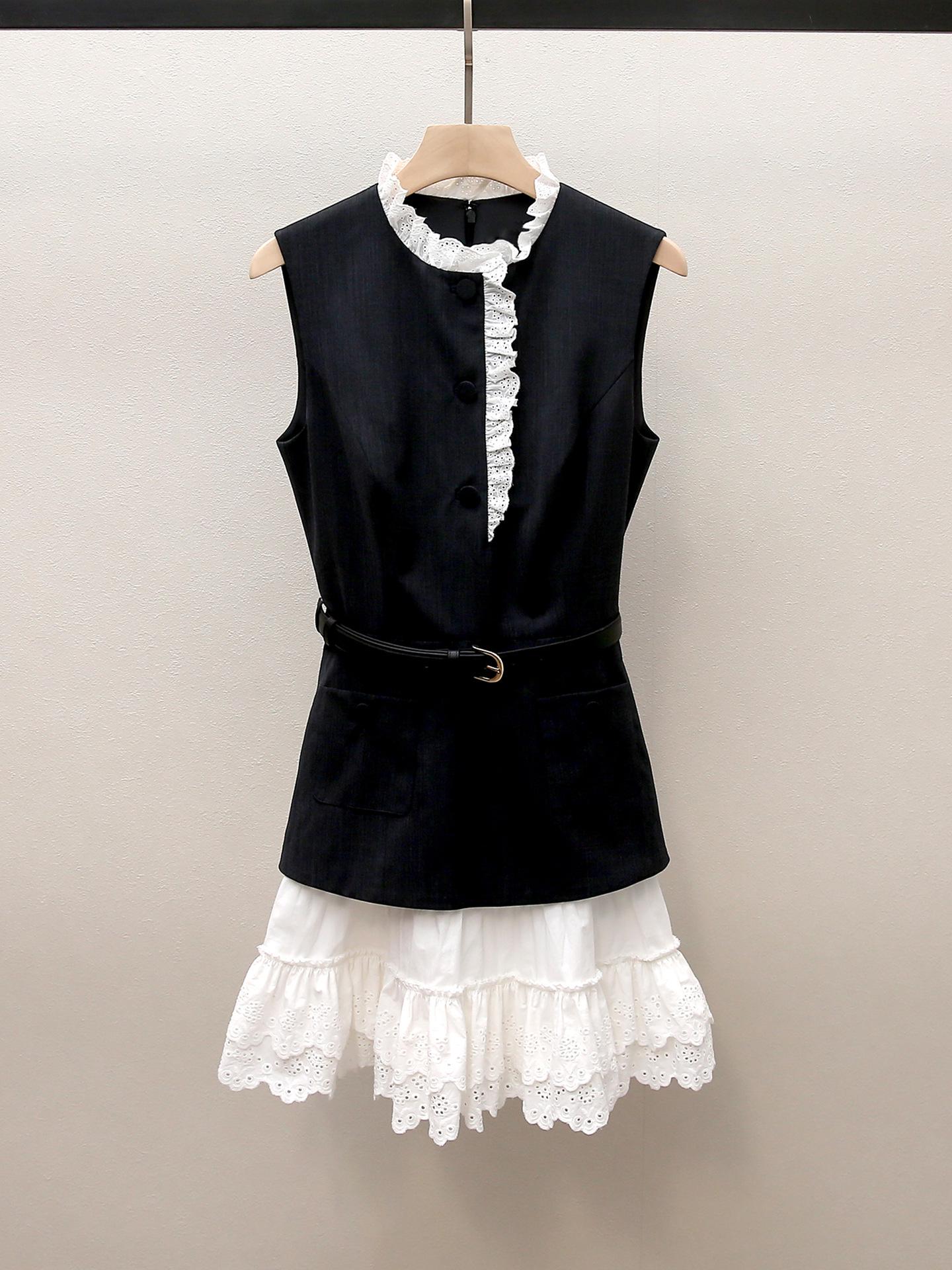 Elegant French-Inspired Patchwork Lace Dress - Women s Spring/Summer 2026 Collection Small