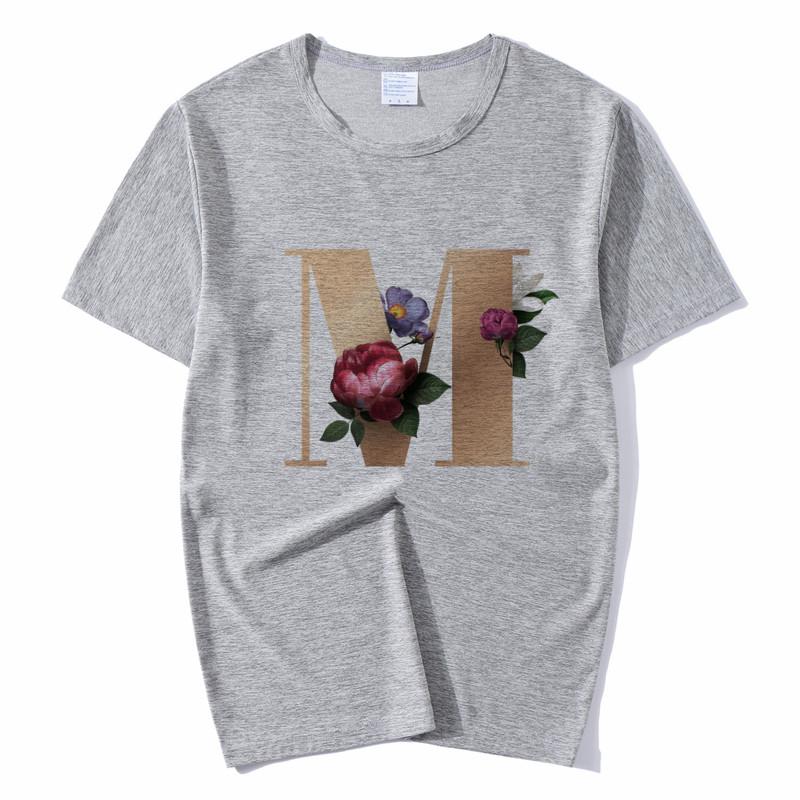 Summer A To Z 26 Alphabet Print Tshirt Cartoon Tees Women Streetwear Funny Casual T