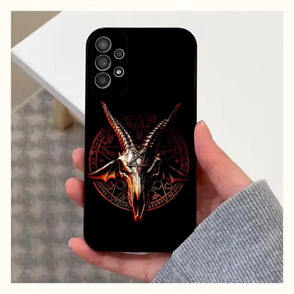 Satanic Hell Pentagram Phone Case For Samsung S25,S24,S23,S22,S20,S21,S10,Ultra,Plus,Lite,FE,Soft Silicone Black Cover