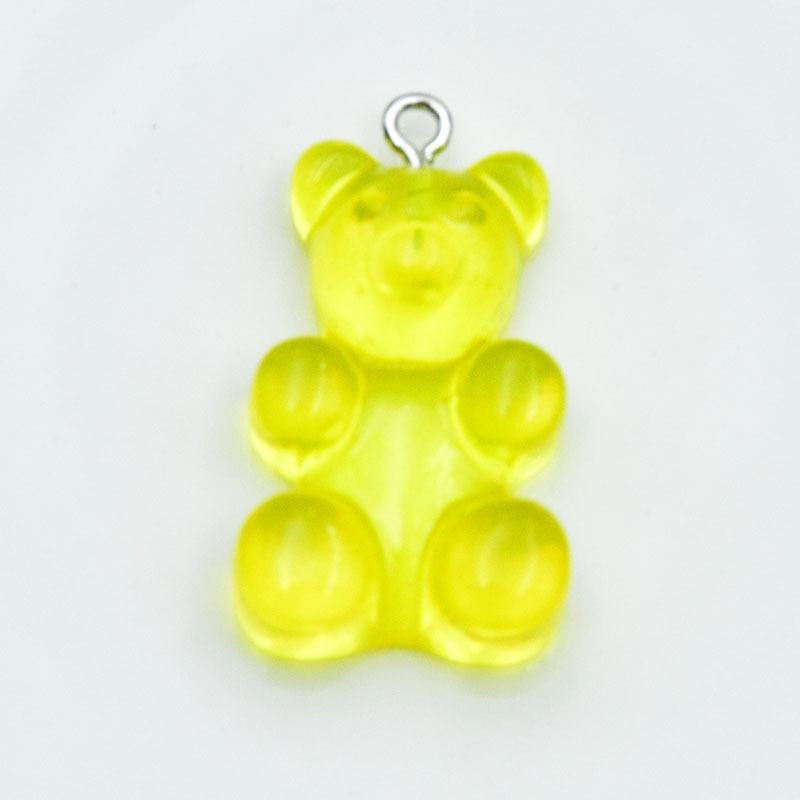 Large Resin Cartoon Bear Keychain with Transparent Sequin Pendant