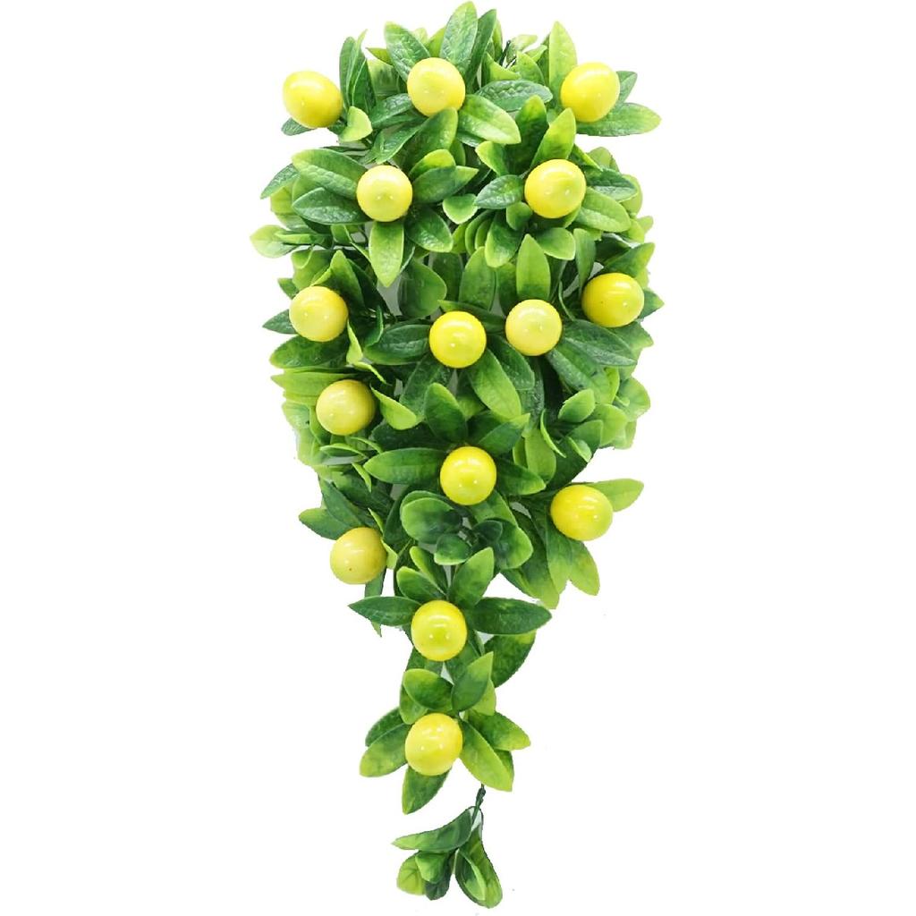 2 Pack Artificial Teardrop Wreath, 15.7 Inch Realisric Greenery Teardrop Swag with Orange, Lemon, Peach,