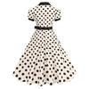 Dames Polkadot Shirtkraag Franse Retro Jurk