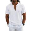 Chemise Polo Henley Casual à Manches Courtes et Col en V pour Homme Tissu Léger Respirant Haut d'Été