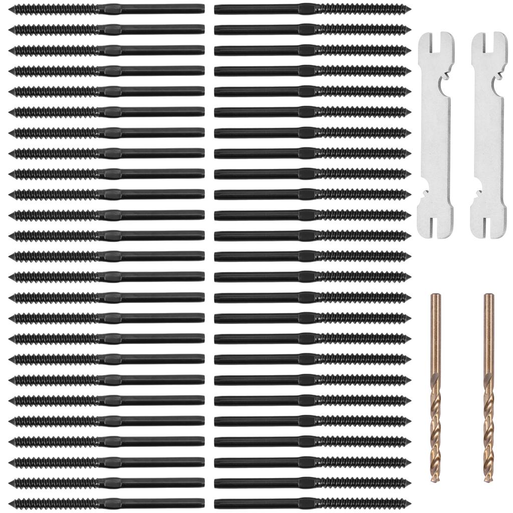 50Pcs Stainless Steel 1/8" Swage Lag Screws Left and Right Cable Railing Kit Hardware Handed Thread 1/8" Cable Railing Kit