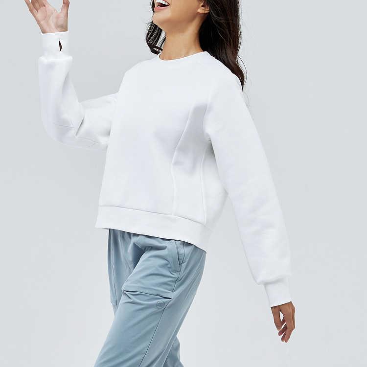 Skechers Comfort Sports Series Crew Neck Pullover Long Sleeve Sweatshirt Women Sweatshirt Bright-White P324W033-0019