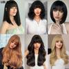LISI HAIR Synthetic Straight Hair With Bangs 2 Clips In Hair Extensions Fake Fringe False Hairpiece For Women Wear