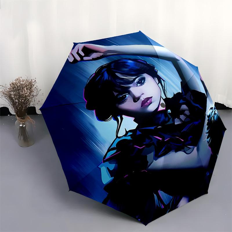 Dark Girl Themed Automatic Opening and Closing Umbrella, Compact Travel Umbrella, Lightweight and Portable, Suitable for Beach Commuting Bus