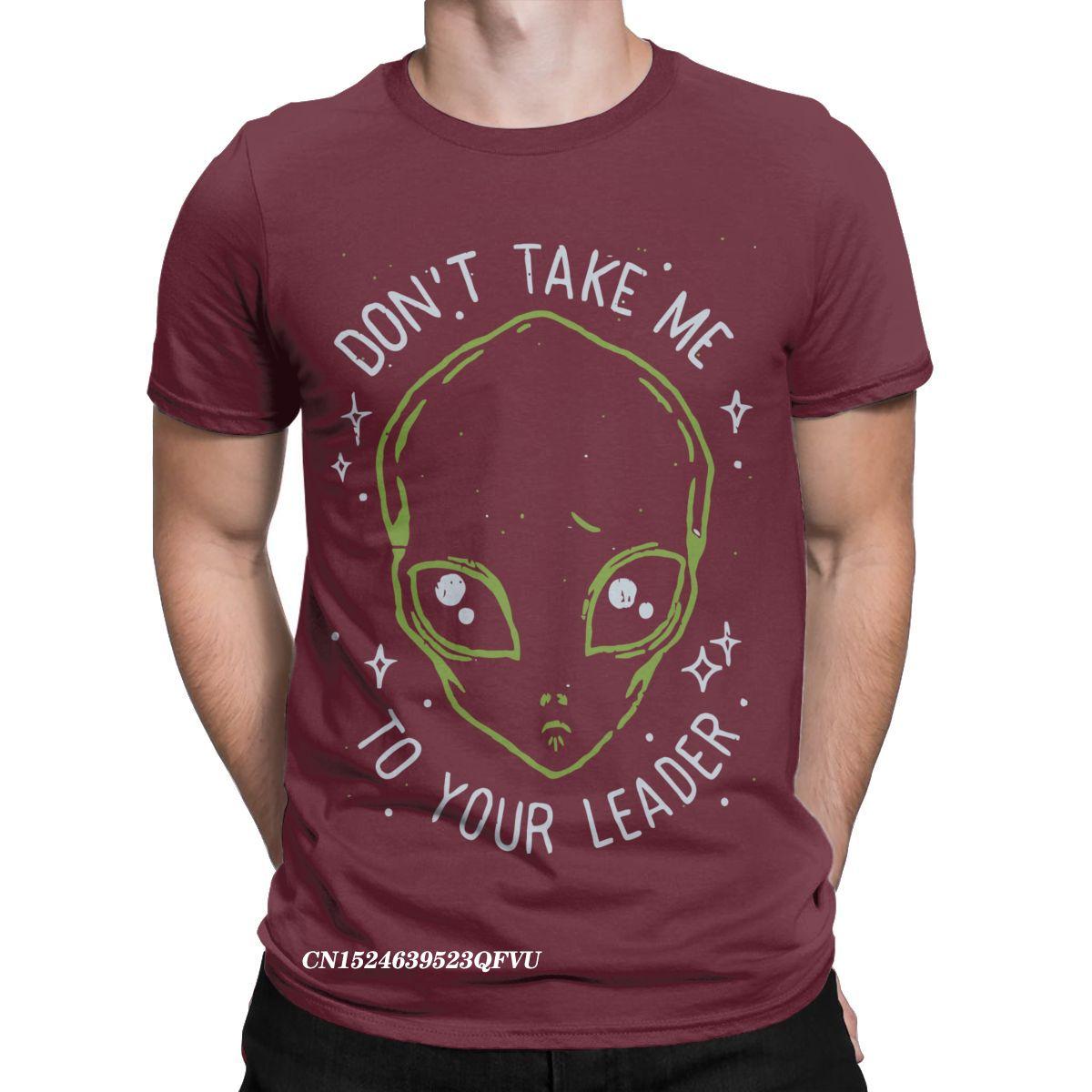 

Men T-Shirts The Flash Don t Take Me To Your Leader Vintage Tee Harajuku Aliens Alien Movie Tshirt Manga Clothing Printing XXXL бордовый
