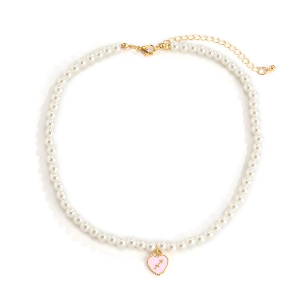 Accessories, Temperament Imitation Pearl Collarbone Constellation Pendant Necklace, Simple and Creative Double-sided Oil Drop Item Decoration