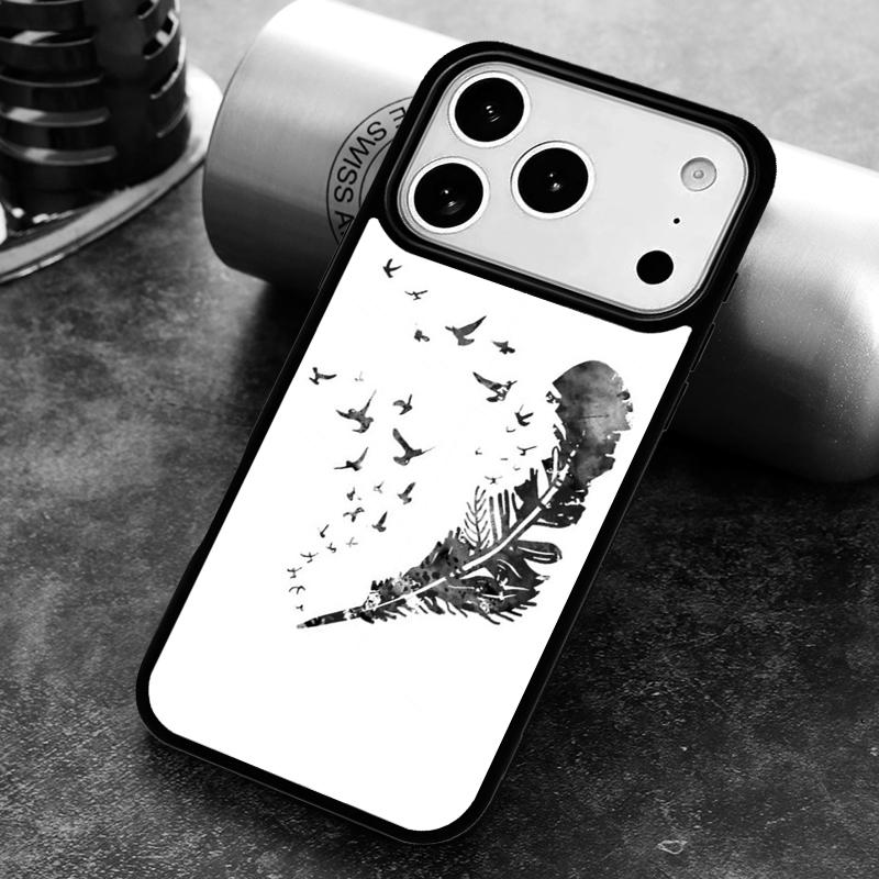 Watercolor Feather Pattern Design Phone Case For iPhone 17,16e,15,14,13,12,11,Mini,Pro,MAX soft Silicone Cover