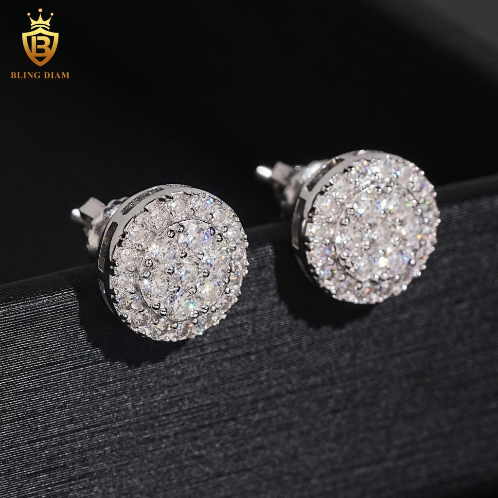 RTS VVS D Farbe Doppel Halo Cluster Runde Moissanit Ohrstecker S925 Sterling Silber Bestehen den Diamanttester für Männer Frauen