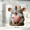 2D Flat Acrylic Mouse and Heart-shaped Decoration, Indoor and Outdoor Decoration - No Battery/electricity Required, Free Day Decoration, S
