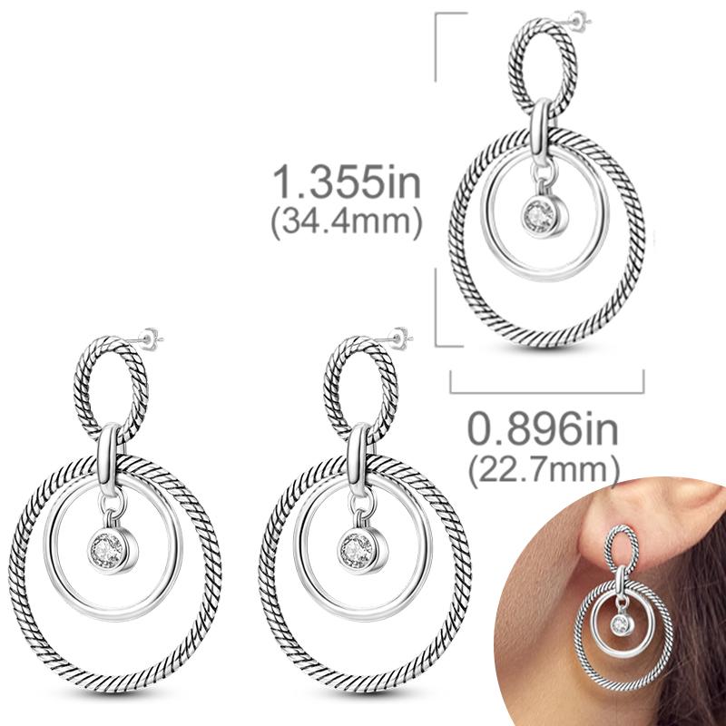 New Women Earrings Original 925 Silver Hoop Earrings Engagement Wedding Birthday Drop Earring Women Jewelry Gifts