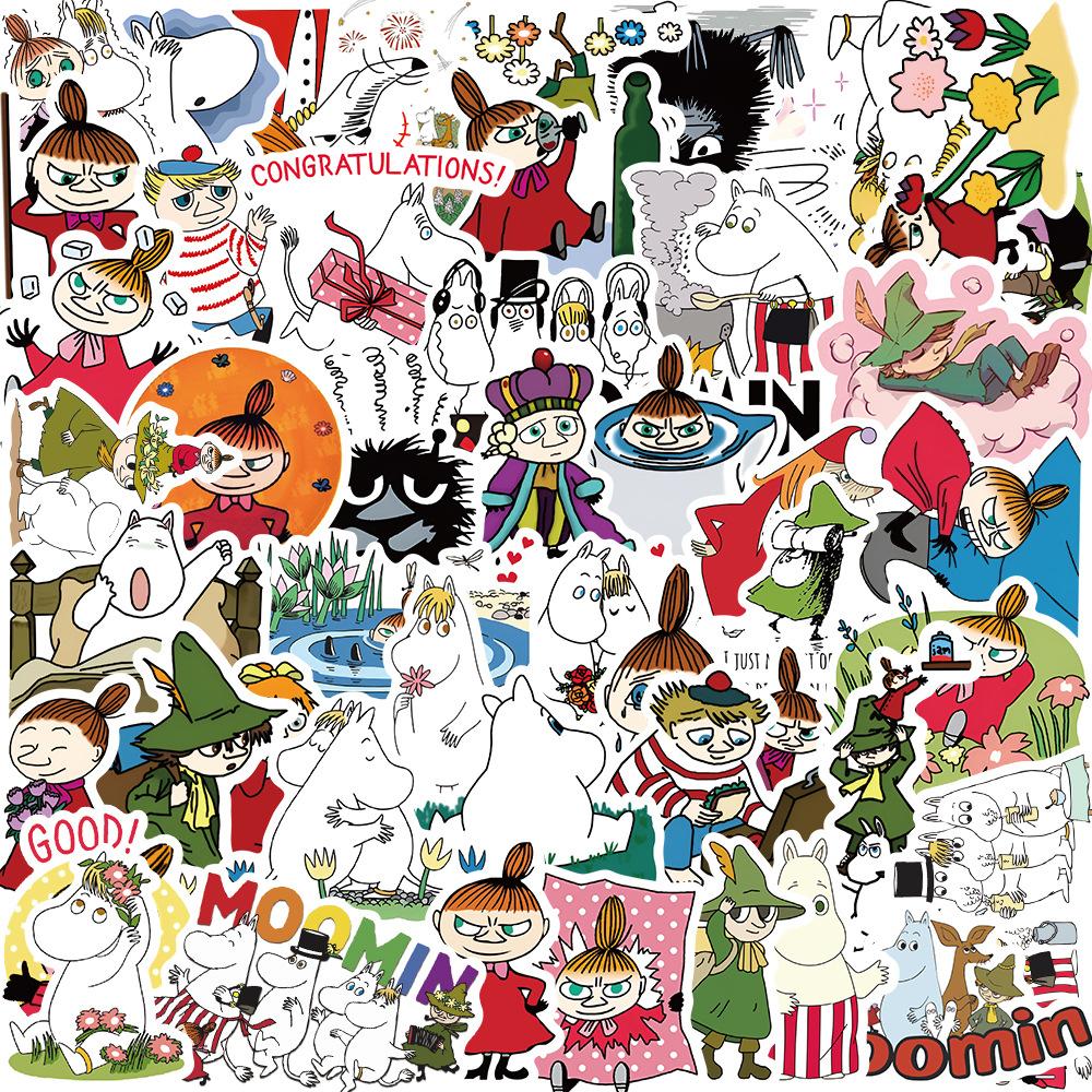 Writing A Notebook Unisex Kids 50 Cartoon Animation Moomin Valley Graffiti Stickers Guitar Notebook Suitcase Diy Waterproof