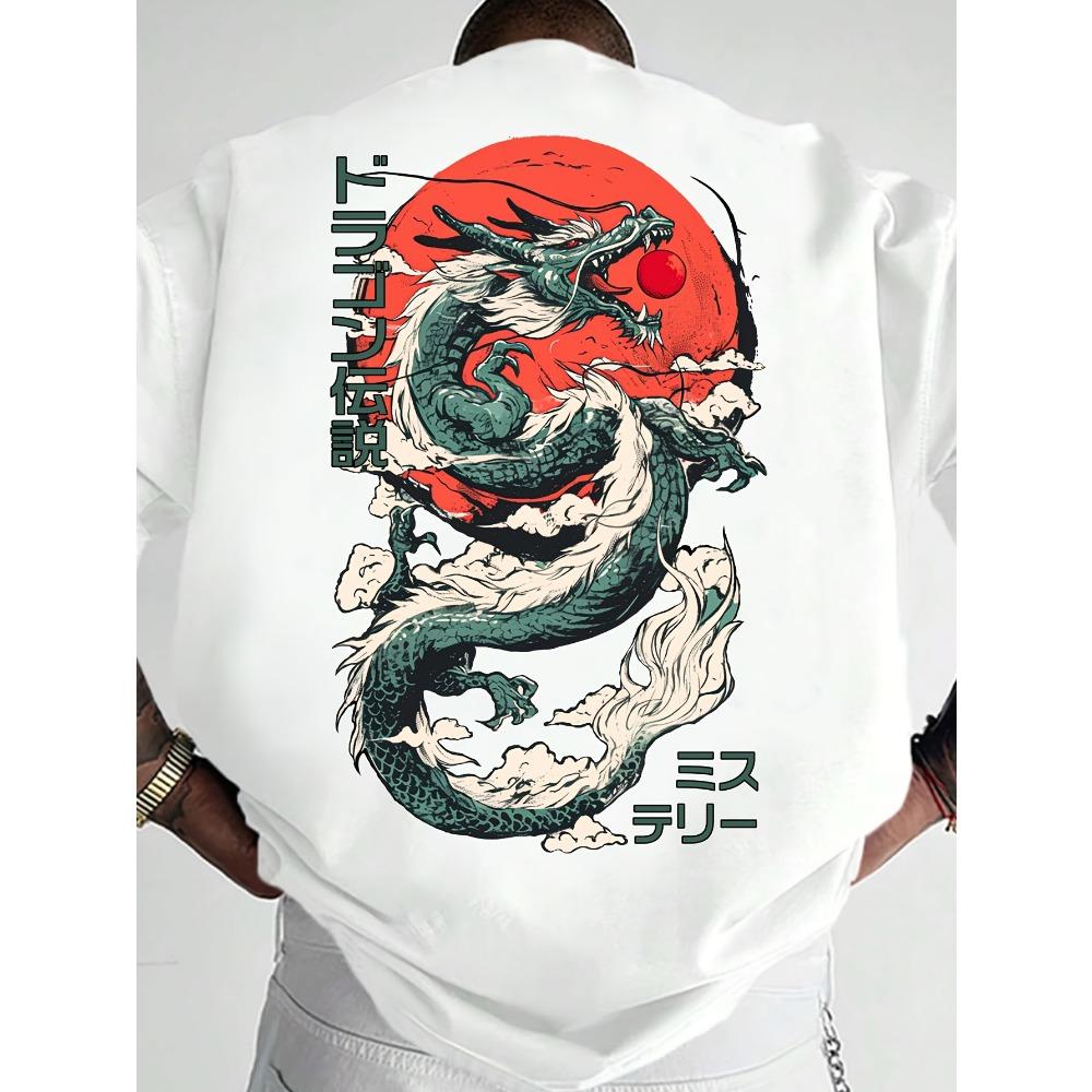 Adult style Summer Men T-shirt Dragon Pattern European Style Pure Cotton Trendy Design