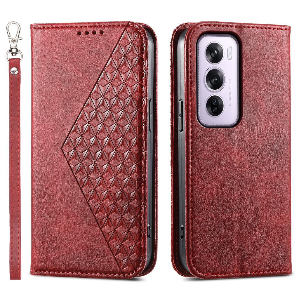 Für Oppo Reno12 Pro 5G (Global) Ständerhülle Kalbslederstruktur PU-Leder Brieftasche Handyhülle