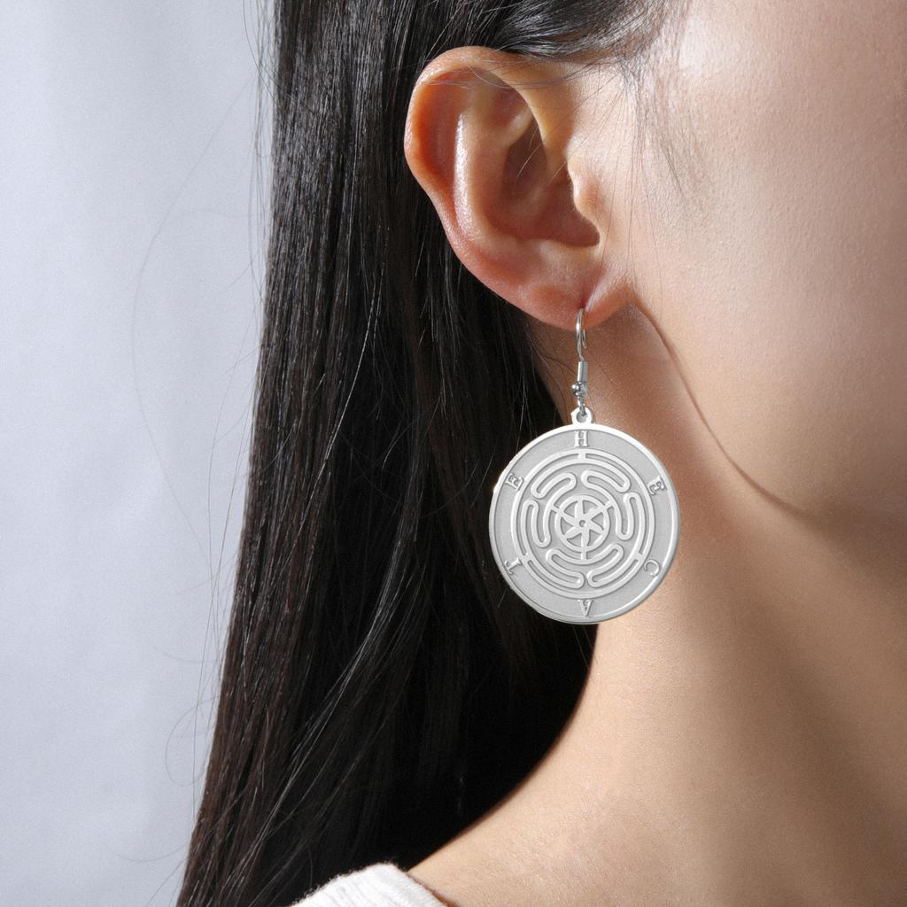 LIKGREAT Wiccan Earrings Hecate Goddess Symbol Witchcraft Protection Earring Witch Pagan Christmas Gift Stainless Steel Jewelry