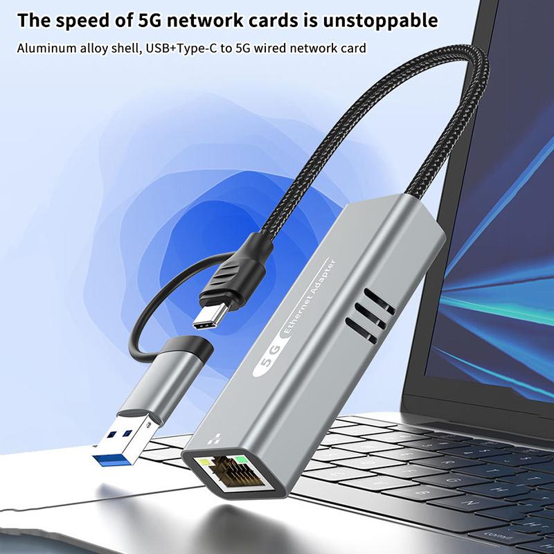 5Gbps USB na Ethernet adaptér pro notebookový počítač s čipsetem Rtl8157 5000Mbps USB3.2 na RJ45 síťový konvertor 5G 2.5G 1G 100Mbps