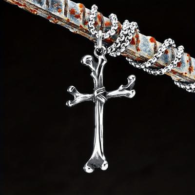 Creative Skeleton Cross Men Necklace Pendant Chain Rock Punk Rap for Biker Male Jewelry Gift