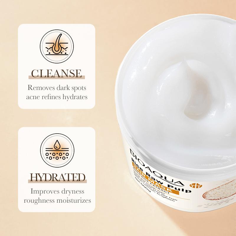 Mască de Păr cu Tărâțe de Orez 500g - Nutriție Profundă pentru Păr Uscat, Despicat și Ondulat, Efect de Catifelare și Netezire, Soluție Naturală pentru Îngrijirea Părului