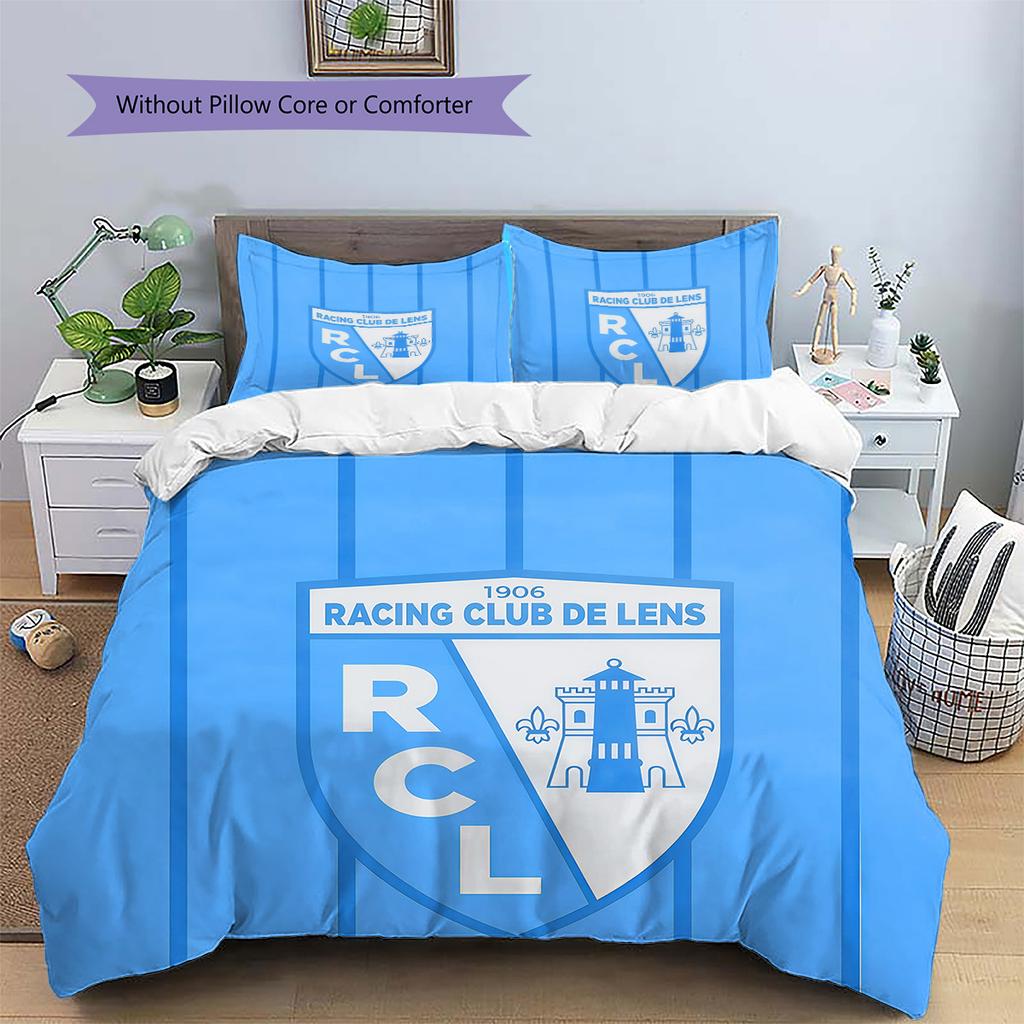 Racing Club De Lens Pattern Bedding Quilt Set Home Decoration Gift (1 * Duvet Cover + 2 * Pillowcase Without Core)
