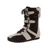Fashion Thick Soled Contrasting Color Boxing Boots for Women,winter New Retro Lace Up Short Boots with Belt Buckle High Top Casual Boots