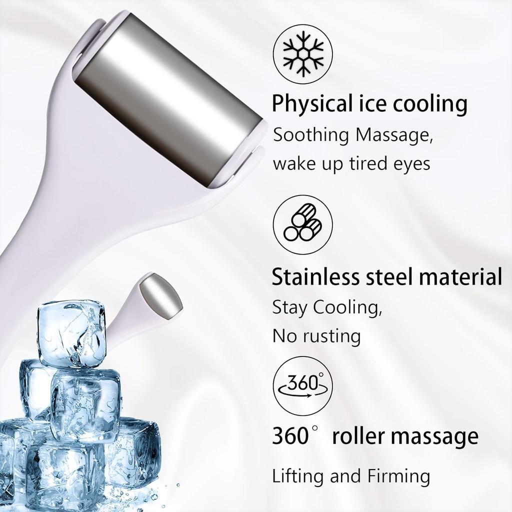 Facial Ice Roller Massage Tool Skin Lift Tighten Pain Relief Reduced Puffiness Face Eye Skin Care Product Stainless Steel Roller