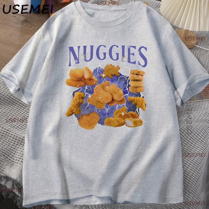 Chicken Nugget TShirt Funny 90s Concert Tee Weird Stuff Meme T Shirt Christmas Gifts Unisex Women Cotton Short Sleeve Graphic Tee