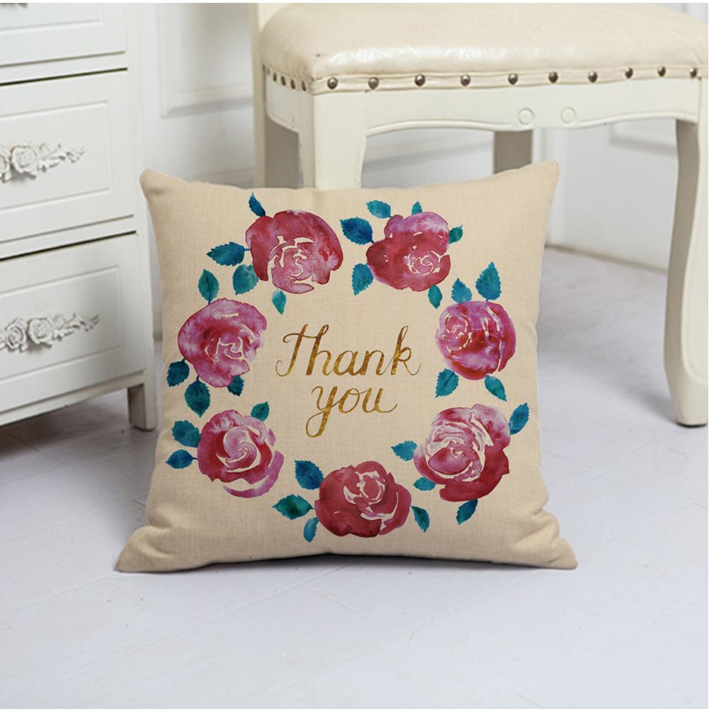 White Pumpkin Thanksgiving Garland Flax Pillow Case European and American Fashion Home